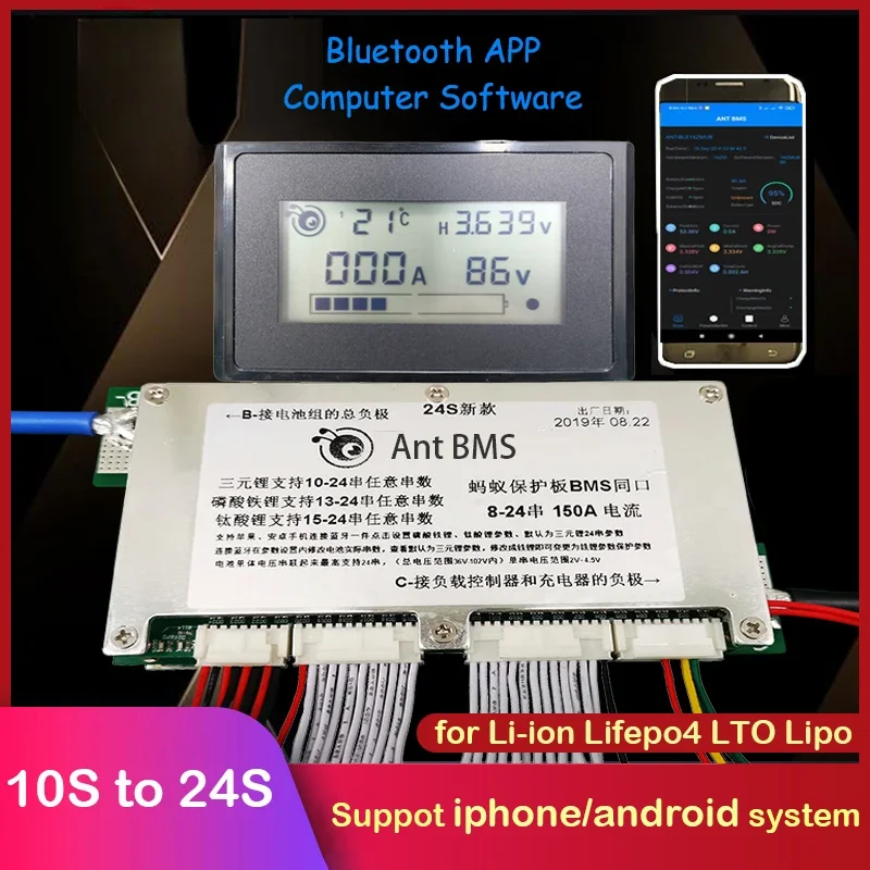 Smart Bms 24S 200A Bluetooth Lifepo4 - Papan Perlindungan Baterai Lifepo4 Li-ion Lipo